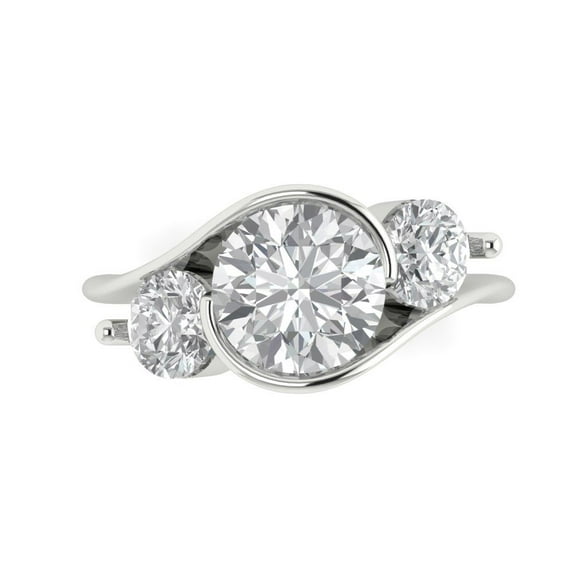 Three-Stone Engagement Ring for Women - 3.5ct Moissanite in 14K White Gold Promise Ring
