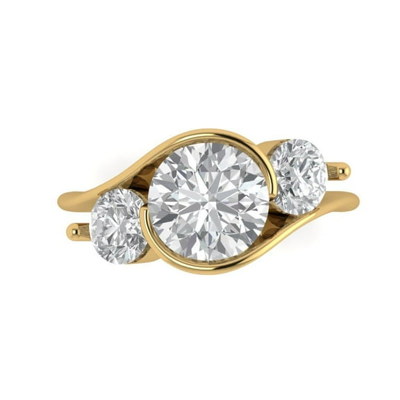 Three-Stone Engagement Ring for Women - 3.5ct Moissanite in 14K Yellow Gold Promise Ring