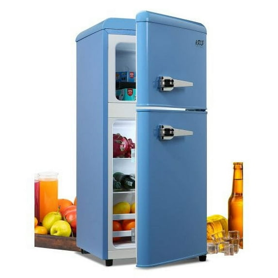 3.5Cu.Ft Compact Refrigerator Mini Fridge with Freezer, Small Refrigerator with 2 Door, 7 Level Thermostat Removable Shelves for Kitchen, Dorm, Apartment, Bar, Office, Blue