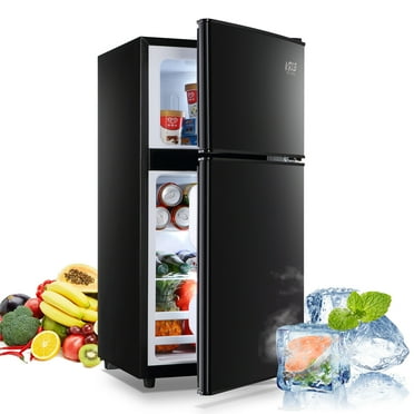 3.5Cu.ft Compact Refrigerator, Krib Bling Fridge with Dual Door Small Refrigerator with Freezer, Black