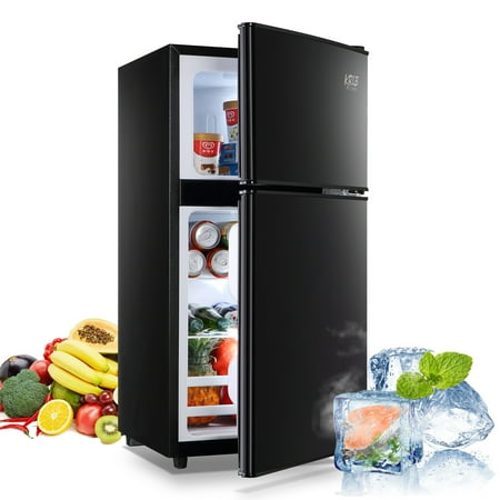 3.5Cu.ft Compact Refrigerator, Krib Bling Fridge with Dual Door Small Refrigerator with Freezer, Black