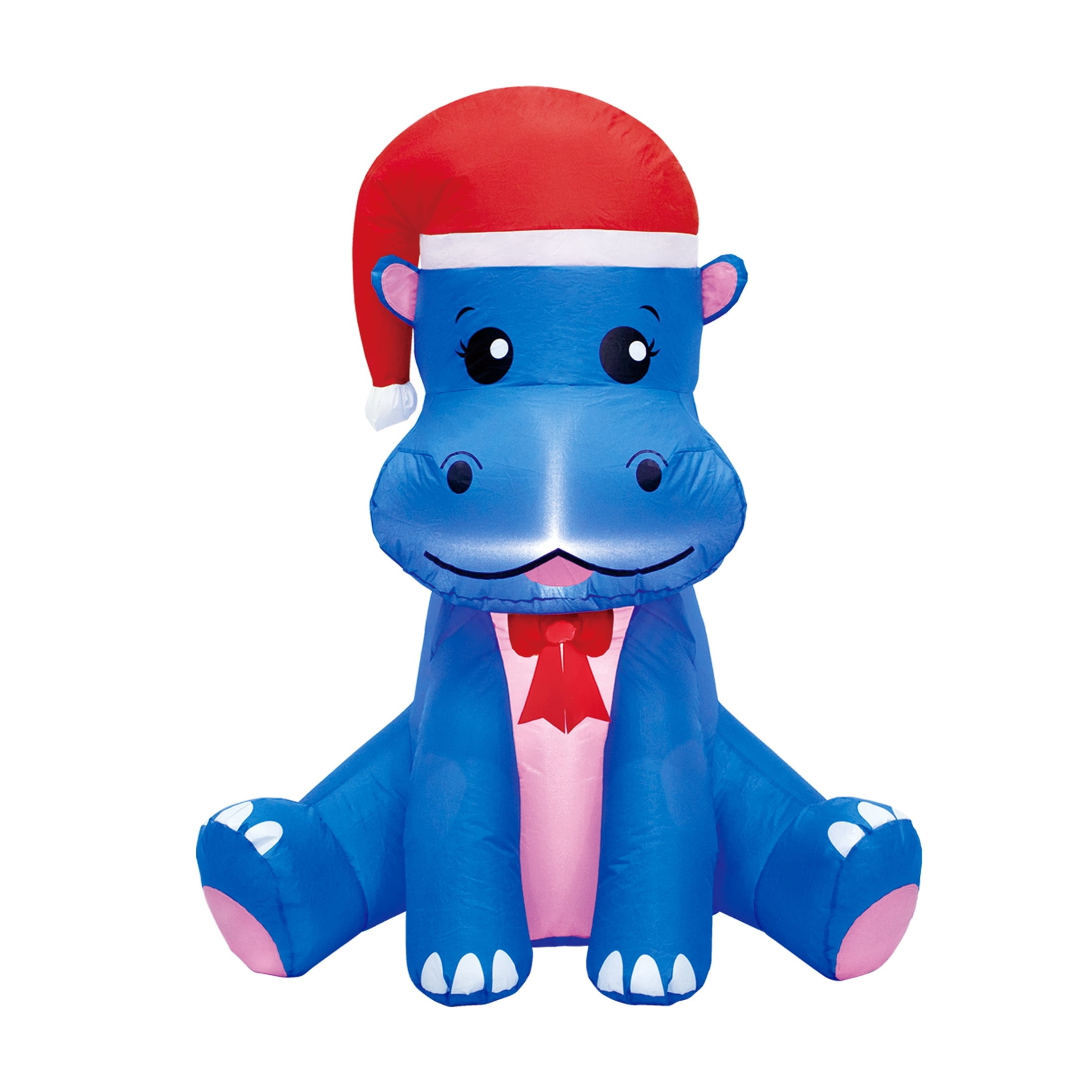 Blue and Pink Hippo Christmas Airblown Yard Inflatable, 3.5', by Holiday Time