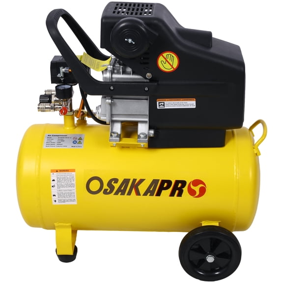 3.5HP 10-Gallon Oil-Lubricated Air Compressor - Ultra Quiet Horizontal Tank with Wheels, 115PSI for Nailing, Painting & Inflation (Yellow)
