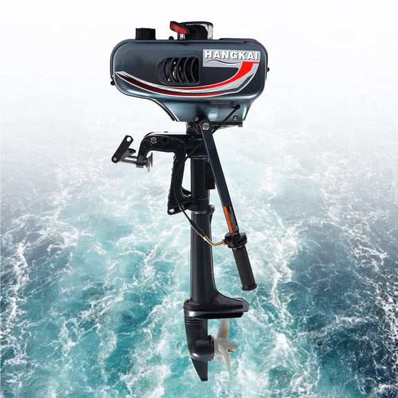 3.5HP 2-Stroke Outboard Motor, 49CC 2.5KW HANGKAI Marine Inflatable Fishing Boat Engine with CDI Water Cooling & Air Cooling System Short Shaft 5000Rpm