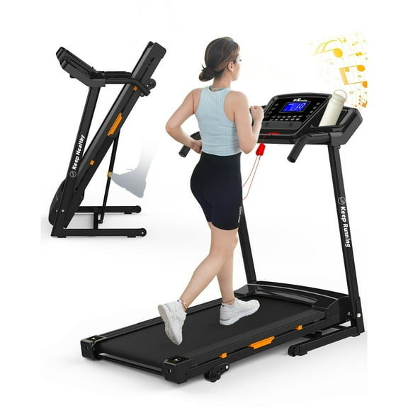 3.5HP 330 LBS Weight Foldable  Incline Treadmill 17" Wide Electric Running Walking Machine with Bluetooth/APP for Home, Fitness Jogging Exercise, Easy Installation and Space Saver
