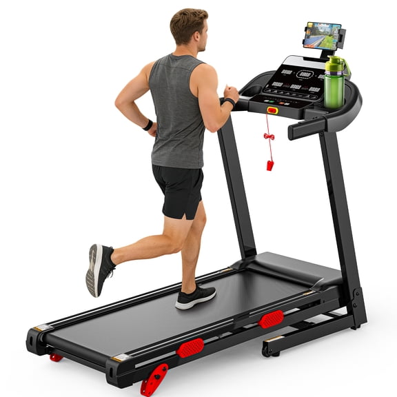 3.5HP 9MPH Treadmill for Home, 330LBS Capacity, Folding Treadmill w/ Incline & 105 Programs, Virtual Run with APP Control, Air damping System, Portable Exercise Equipment for Jogging Walking