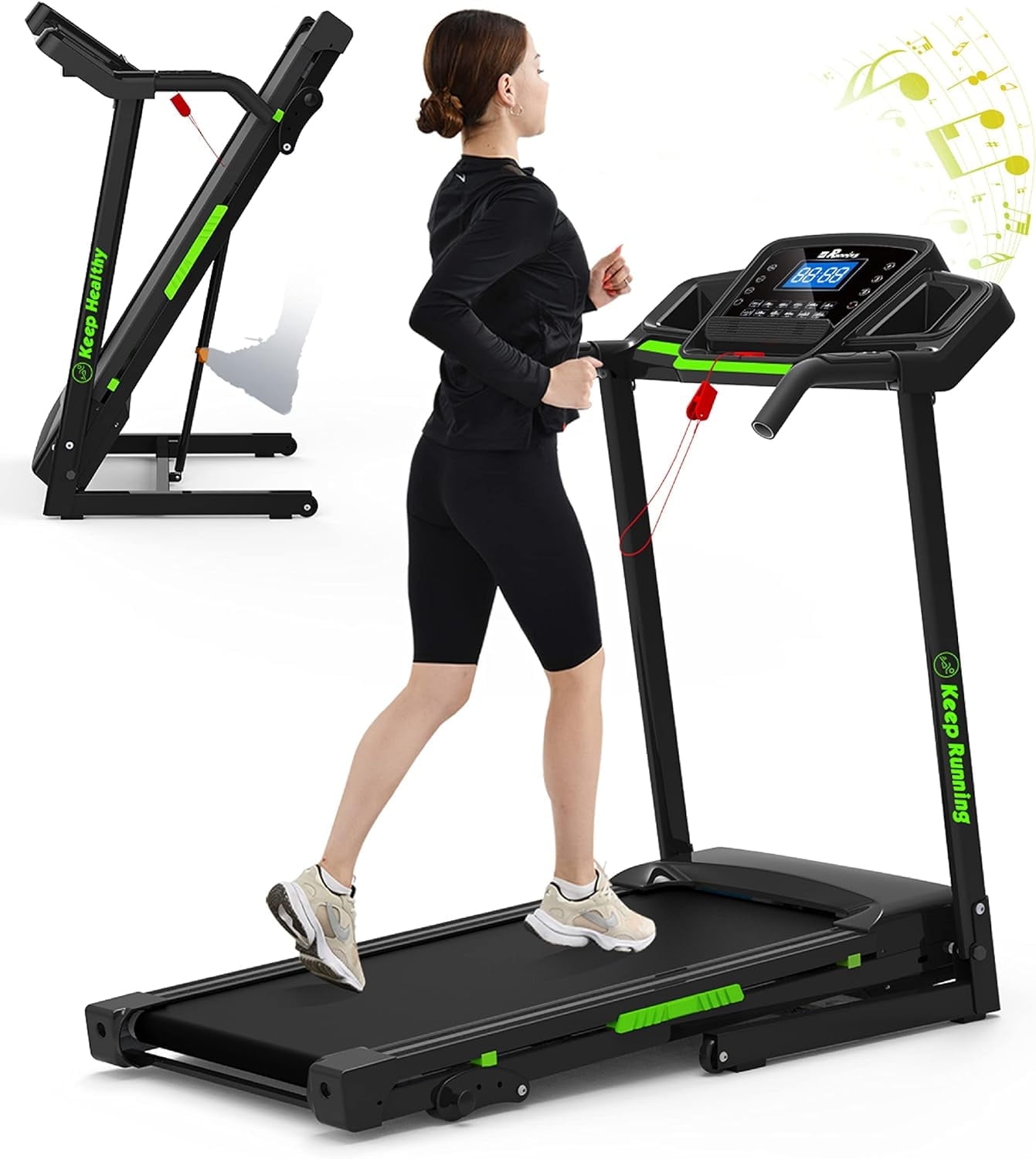 Swertoy 3.5HP Foldable Incline Treadmills for Home, 330LBS Weight Capacity, Walking Pad Walking Jogging Running Exercise Machine with Bluetooth & Pulse Monitor