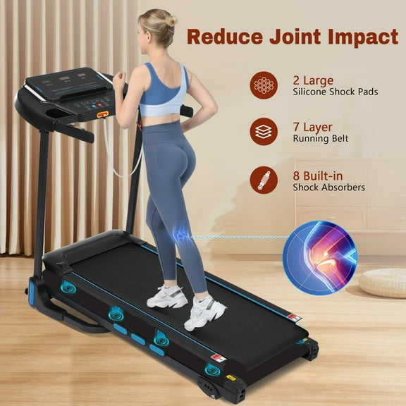3.5HP Foldable Treadmill with Incline, 350LBS Capacity Home Treadmill with Hydraulic System, Bluetooth Speaker, USB/Type-C Charging, 10MPH Speed