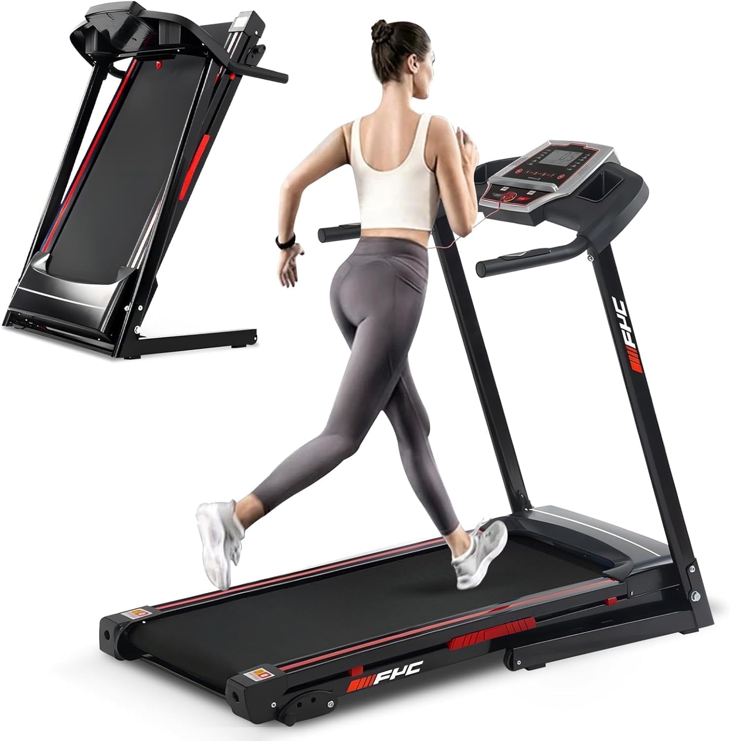 Foldable 3.5HP Electric Treadmill, 330lb Capacity, LED Display, Home ...
