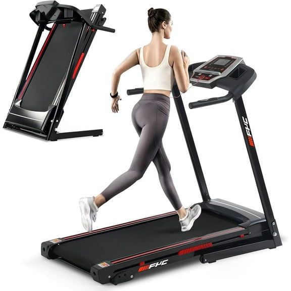 SWERTOY 3.5HP Folding Electric Treadmill With Incline 330lb Capacity Large Belt Interface Medium Running Walking Jogging Machine 3 Model 12 Programs for Home Office Gym