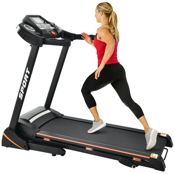SWERTOY 3.5HP Folding Electric Treadmill With Incline Medium Running Machine Motorised LCD Gym 330lb Folding Treadmill Electric Motorized Power 14.8KM/H Running Fitness Machine Gym