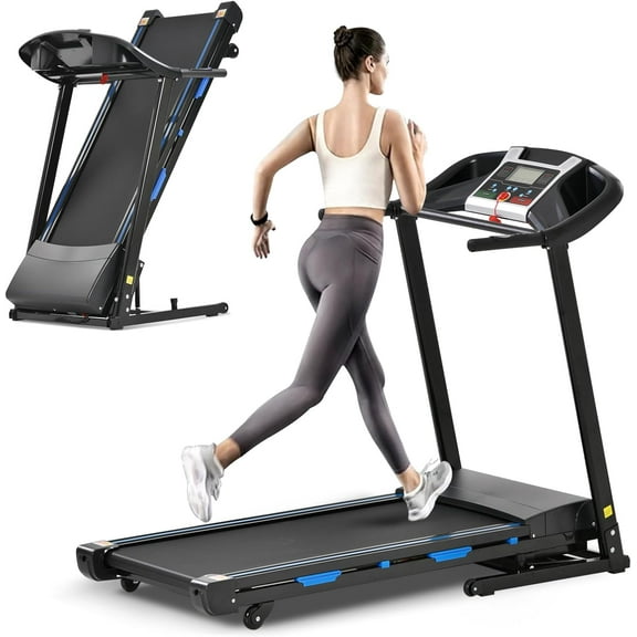 3.5HP Folding Treadmill with 15% Auto Incline & 12 Preset Programs for Running Walking Exercise, 330LB Capacity, Double Running Board Shock Absorption Pulse