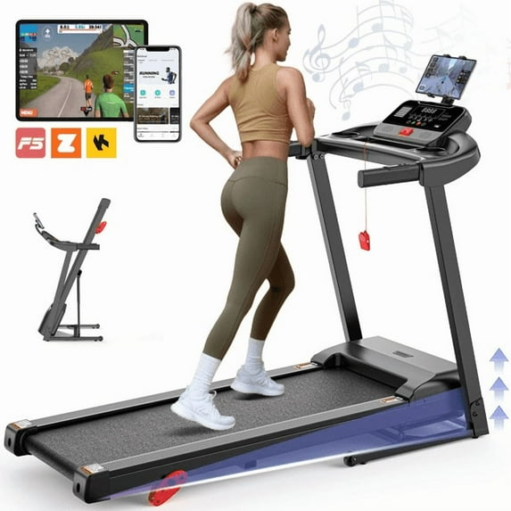 3.5HP Folding Treadmill with 3-Level Adjustable Incline, 7.5mph Speed ...