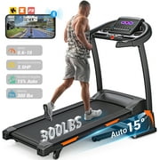 3.5HP Folding Treadmill, 300lb Capacity, 15 Levels Auto Incline Treadmills for Home Running and Walking Max 10MPH Speed Dprodo Foldable EleTreadmill Running Machine with APP & Bluetooth