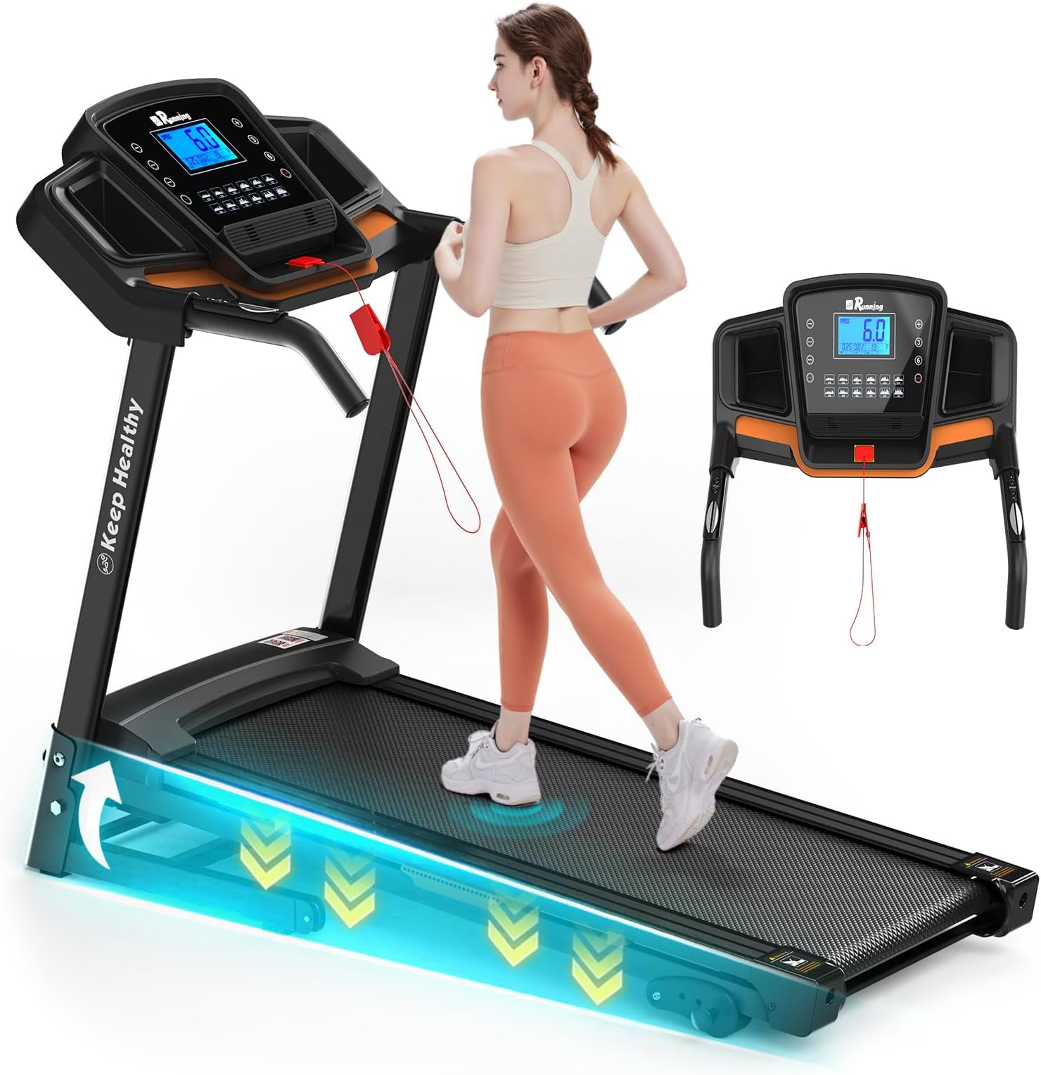 3.5HP Folding Treadmill for Home with Incline (0.5-8.5 MPH), 330 lb Weight Capacity – Bluetooth, App Connectivity – Ideal for Walking, Jogging & Running Under Desk Treadmill