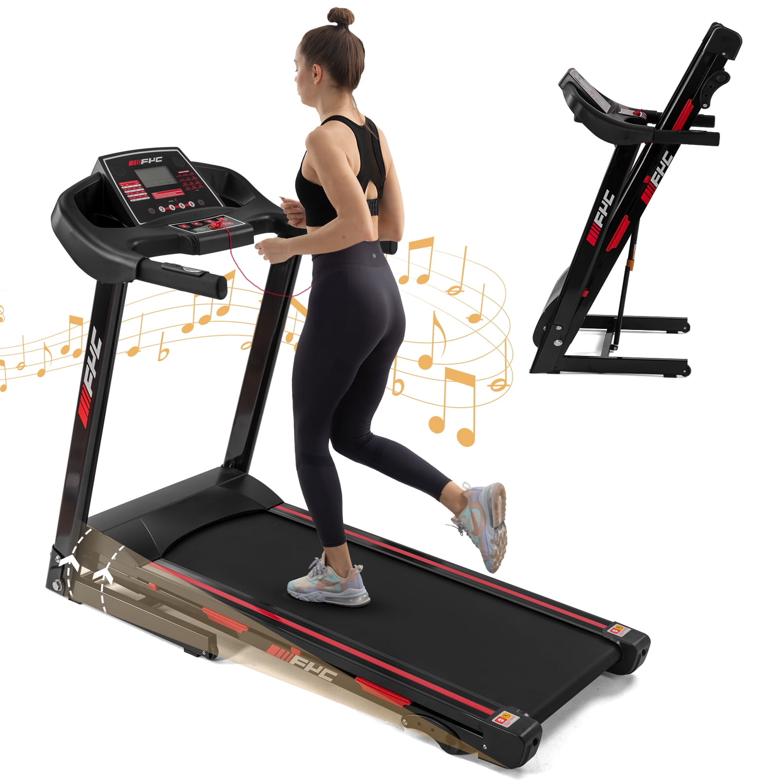 3.5HP Folding Treadmill with 330LB Capacity Electric Walking Machine with Bluetooth, Home Exercise 3.5HP Folding Treadmill with 330LB Capacity Electric Walking Machine with Bluetooth, Home Exercise