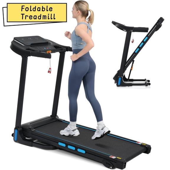 3.5HP Hydraulic Folding Treadmill, 10MPH Speed, 350LBS Capacity, Incline, Type C & USB Charging, Bluetooth Speaker, 6% Incline, 3 LED Screens