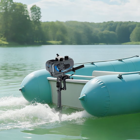 3.5HP Outboard Motor, 49cc 2-Stroke Marine Engine with Water & Air Cooling, Lightweight Portable Boat Motor for Inflatable Boat, Kayak, Fishing Dinghy