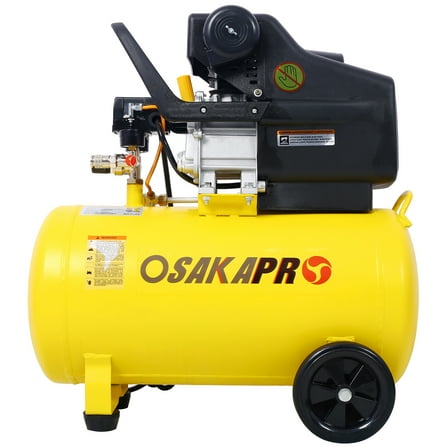 3.5HP Portable 10 Gallons Oil-Lubricated Air Compressor Tank Ultra Quiet Horizontal Tank Adjustable Pressure with Built-in Wheel