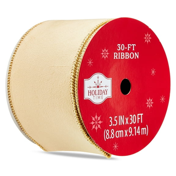 Gold Velvet Christmas Ribbon, 3.5" x 30', by Holiday Time
