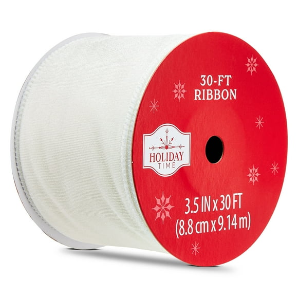 White Velvet Christmas Ribbon, 3.5" x 30', by Holiday Time