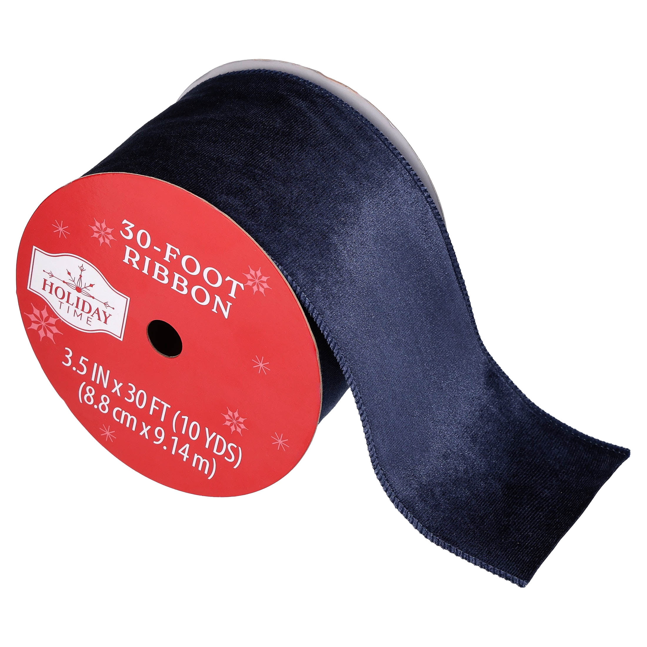 Navy Blue Velvet Christmas Ribbon, 3.5" x 30', by Holiday Time