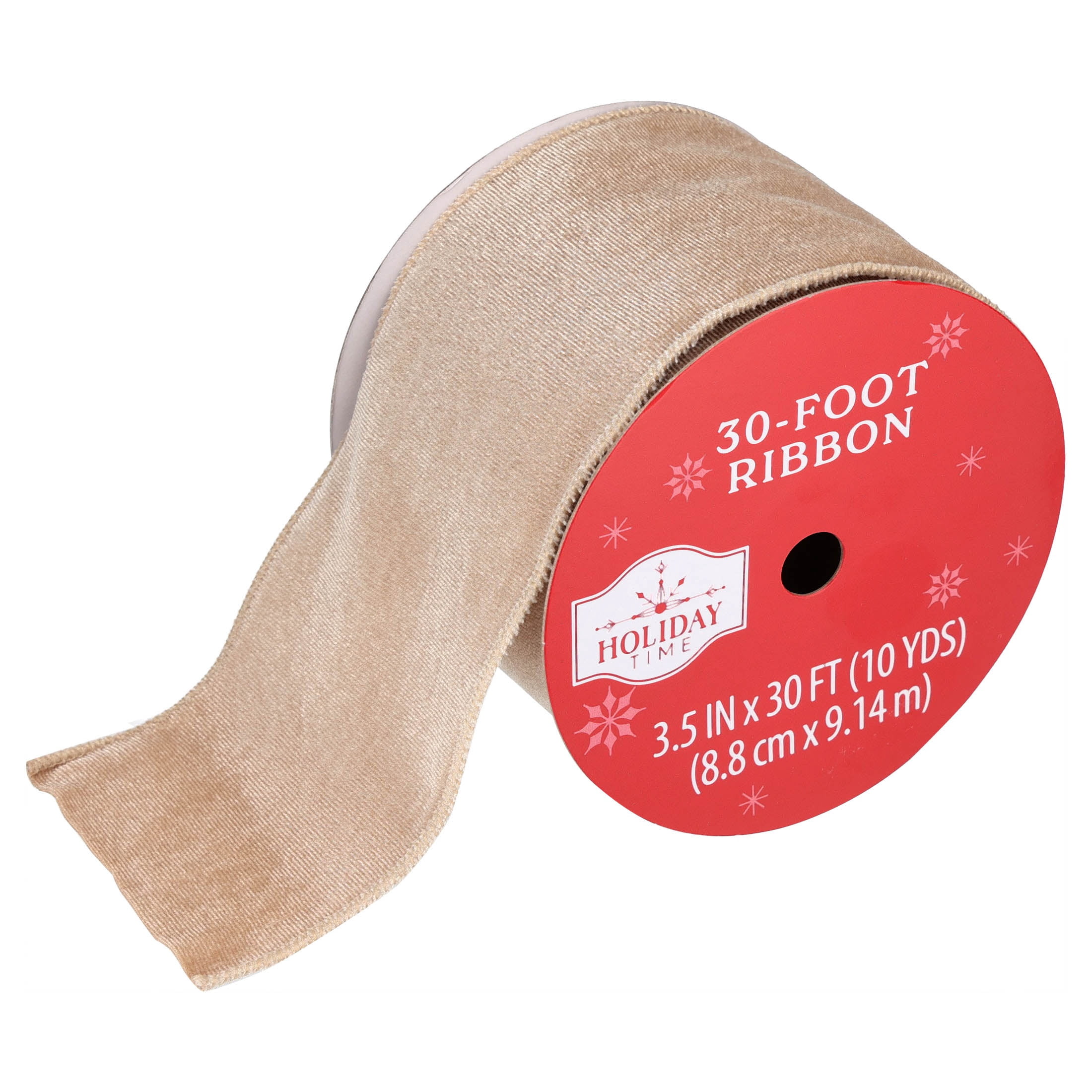 Champagne Velvet Christmas Ribbon, 3.5" x 30', by Holiday Time
