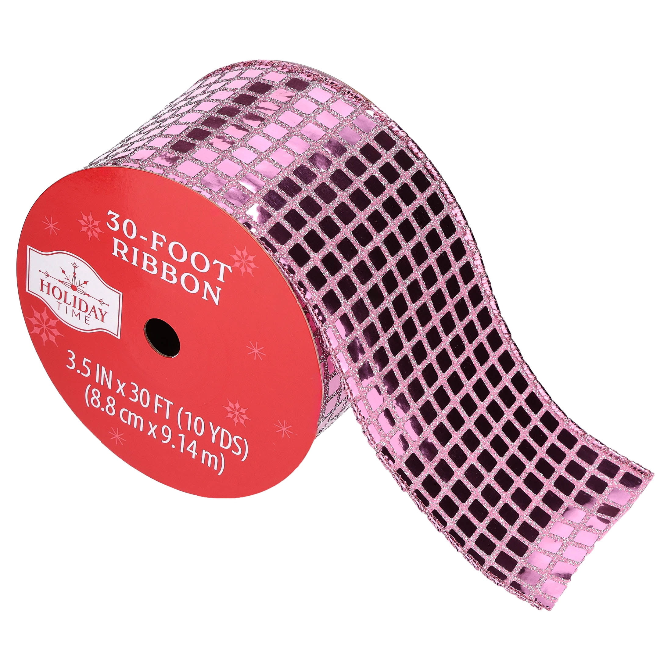Pink Sequin Christmas Ribbon, 3.5" x 30', by Holiday Time