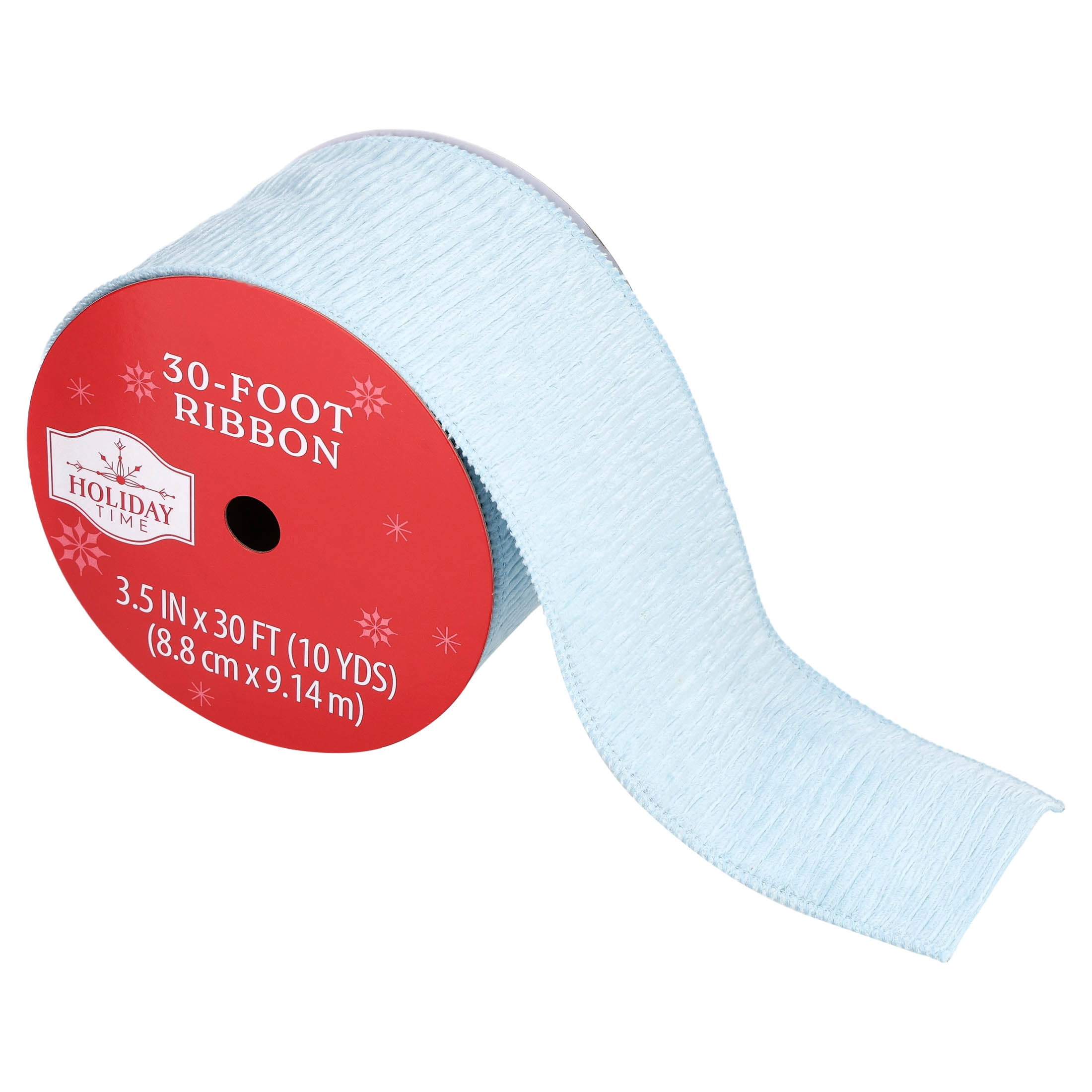 Light Blue Textured Velvet Christmas Ribbon, 3.5" x 30', by Holiday Time