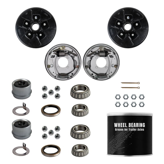 3.5K Hydraulic Trailer Brake Drum Package, 10x2.25", 5 on 4.5 Bolt Pattern, Left and Right, for 3500 lb Axles