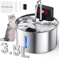 thumbnail image 1 of Cat Water Fountain, 3.5L Automatic Stainless Steel Pet Fountain Dog Water Dispenser for Cats, Dogs, Multiple Pets, 118oz/0.92Gal,, 1 of 10