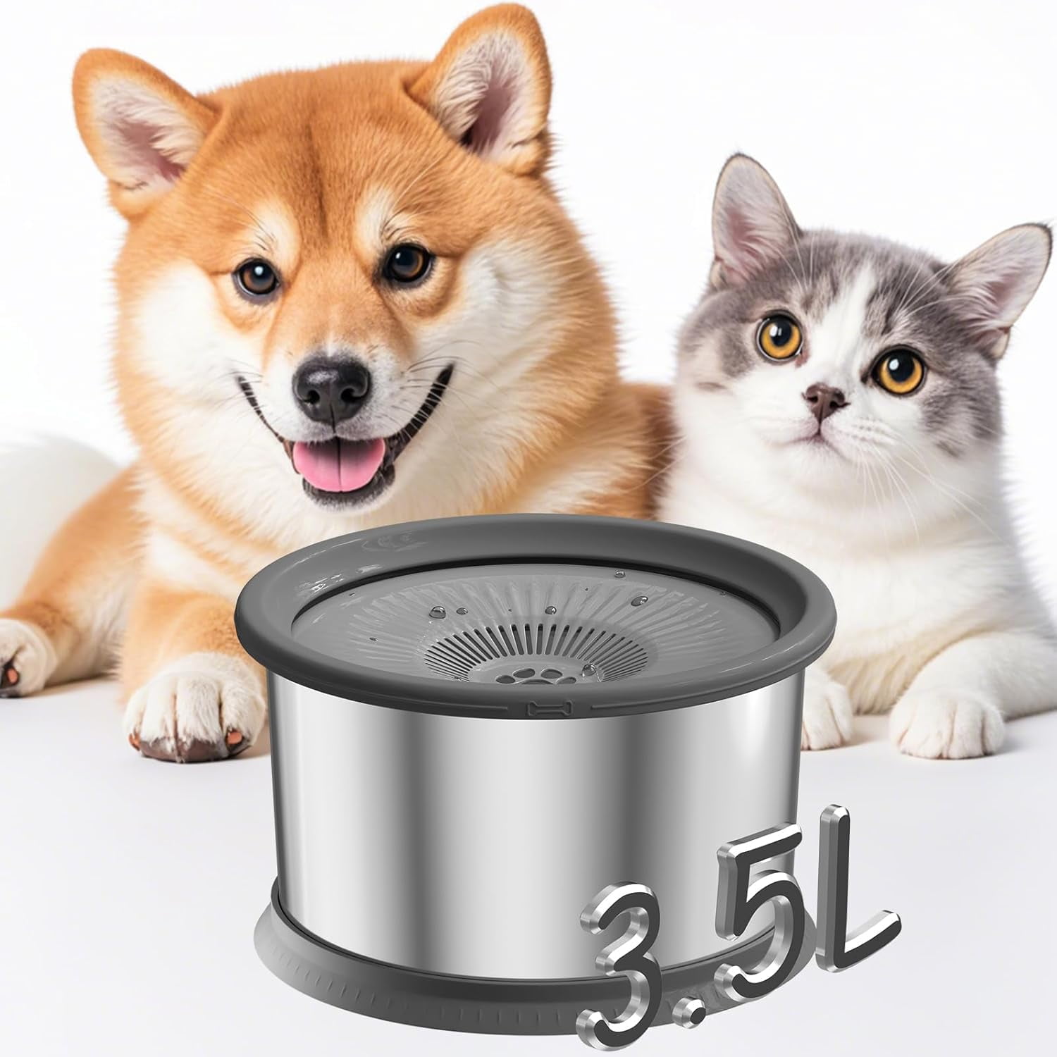 Twinsing 2-Pack No-Spill Dog Water Bowl - 3.5L Stainless Steel Slow Drinker Bowl With Anti-Slip Mat For Messy Pets - View #8