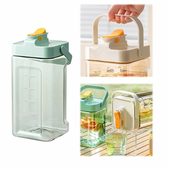 3.5L Green Plastic Beverage Dispenser with Tap - Large Drink Container for Lemonade, Iced Tea, Fruit Juice & Party Punch (1 Gallon Equivalent)