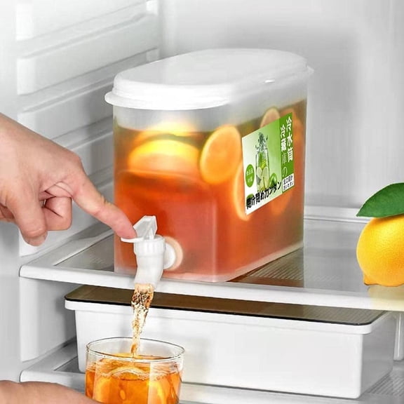 3.5L Large Capacity Beverage Dispenser with Spigot, Plastic Drink Dispenser for Fridge, Iced Tea Lemonade Dispenser for Outdoor Parties and Daily Use