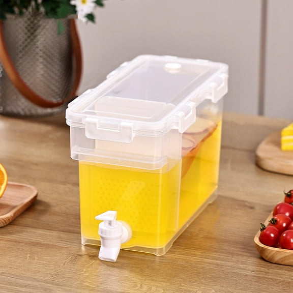 3.5L Refrigerator Water Dispenser with Faucet | Cold Brew Iced Tea & Lemonade Pitcher | Large Capacity Fruit Infuser Jug for Kitchen, Office, or Parties | Plastic Beverage Container with Spigot