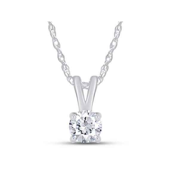 3.5MM Round Cut Lab Created Moissanite Diamond Solitaire Pendant Necklace in 14K White Gold Over Sterling Silver 18" Chain(G-H Color,VVS1 Clarity,0.16 Cttw)