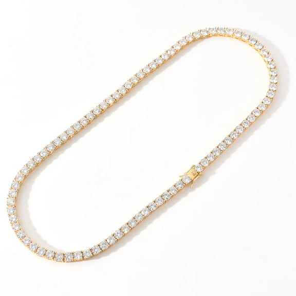 3-5MM Round Cut Moissanite Tennis Necklace for Lady 925 Sterling Silver Lab Grown Diamond Necklace for Women Tennis Chain Bridal Moissanite Tennis Necklaces Diamond Necklace