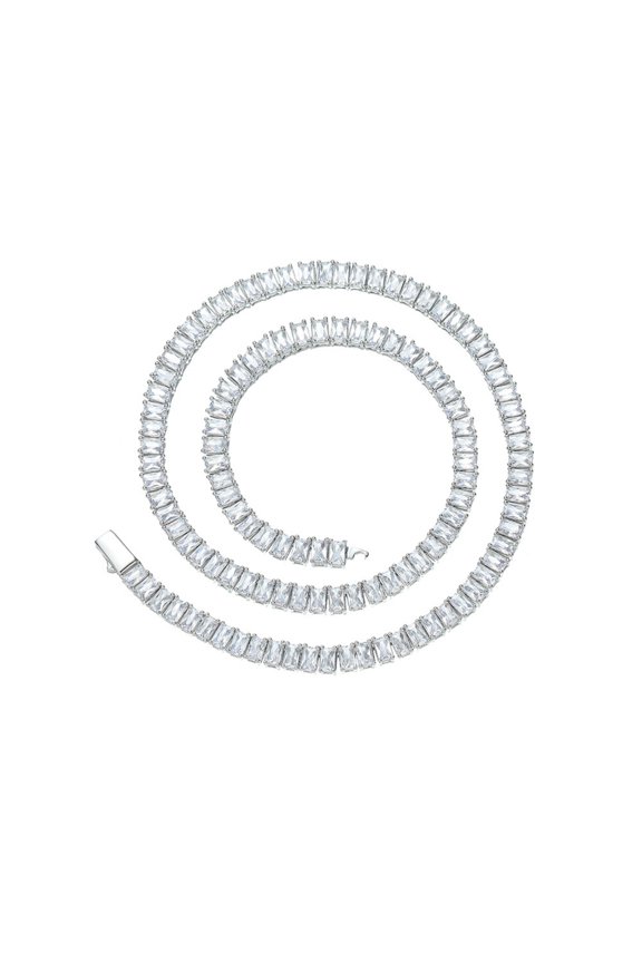 3*5MM Tennis Necklace for Women 18K Gold Plated Radiant Cut Lab Diamond Tennis Necklace Chain CZ Necklaces for Women Party Prom Gemstone Necklaces
