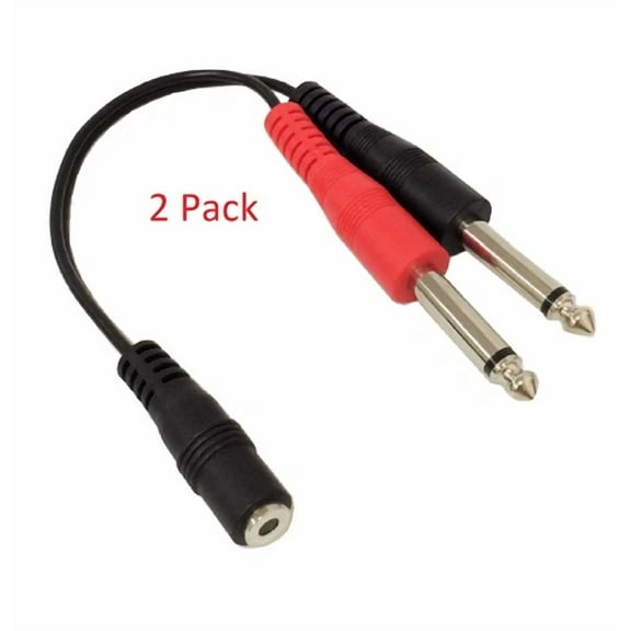 3.5Mm 1/8" Stereo Female Plug To 2 X 6.35Mm 1/4" Tr Mono Male Y Splitter Cable