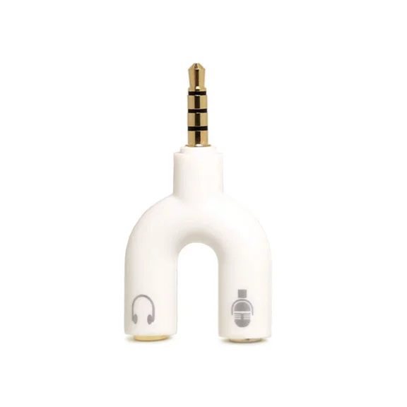 3.5Mm Stereo Splitter Audio To Mic Headset Jack Adapter For Cellphone White Us