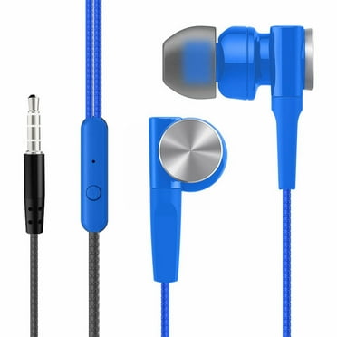 3.5Mm Stereo in Ear Microphone Wired Headset for Phone Pc Laptop Tablet Headphones Plug in Blue