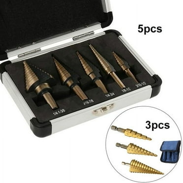 3/5Pcs High Speed Steel Titanium Coated Multiple Hole 50 Sizes Step Drill Bit Tools Set