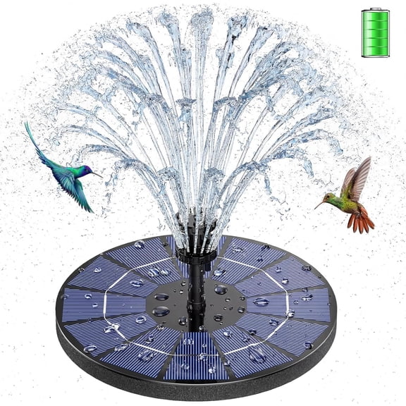 3.5W Solar Fountain Pump Built-in 1500mAh Battery, Bird Bath Fountain with 6 Nozzles, Solar Floating Water Pump for Bird Bath, Fish Tank, Pond, Pool, Garden and Outdoor