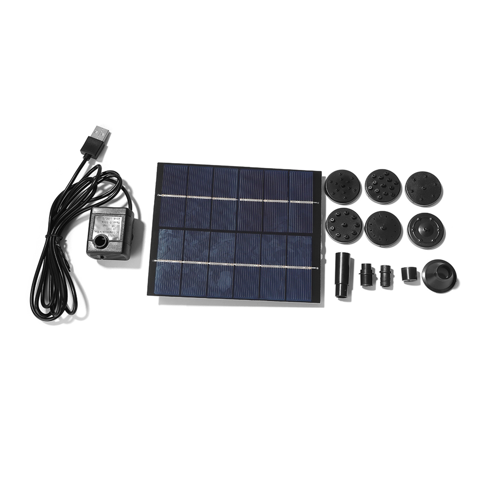 View of 3/5W Solar Water Pump With 6 Nozzles Fountain Pump Hydroponics ...