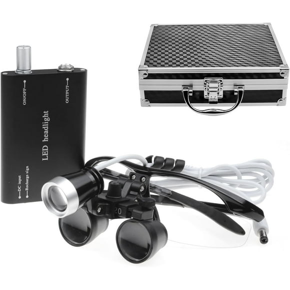3.5X 420mm Surgical Binocular Loupes Head Light Blue Aluminum Box Magnifiers by NNSKI (Black)