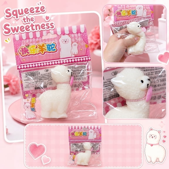 3.5X1.5 Inch Llama Squeeze Toys, Squeeze Stress Ball, Stress Ball Squeeze, Squeeze, Soft Bouncy White Alpaca Figure for Quick Tension Release