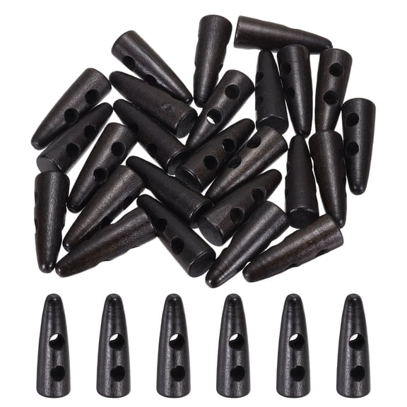 3.5cm/1.38 Inch Wooden Toggle Button, 24 pcs 2 Hole Wood Olive Sewing Buttons for DIY Craft Coat Sweater Clothing Jacket Blazer Bag, Dark Brown