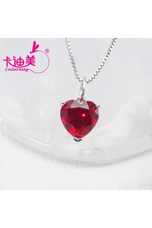 3.5ct 9x9mm Heart Cut Lab Grown Ruby With Inclusions S925 Sterling Silver Chain Necklace For Women Jewelry Wedding Anniversary Gifts