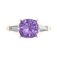 thumbnail image 1 of Three-Stone Engagement Ring for Women - 3ct Simulated Alexandrite in 14K Rose Gold Promise Ring, 1 of 6