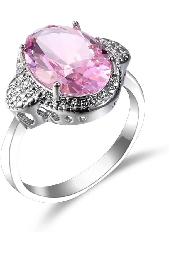 3.5ct Oval Solitaire Engagement Ring Thin Band in Sterling Silver 925 Cubic Zirconia CZ Wedding Promise Rings for Her (8#)